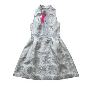 NWT-Lilly Pultizer Franci in Seaside Gray Metallic Full Bloom Brocade, size 4